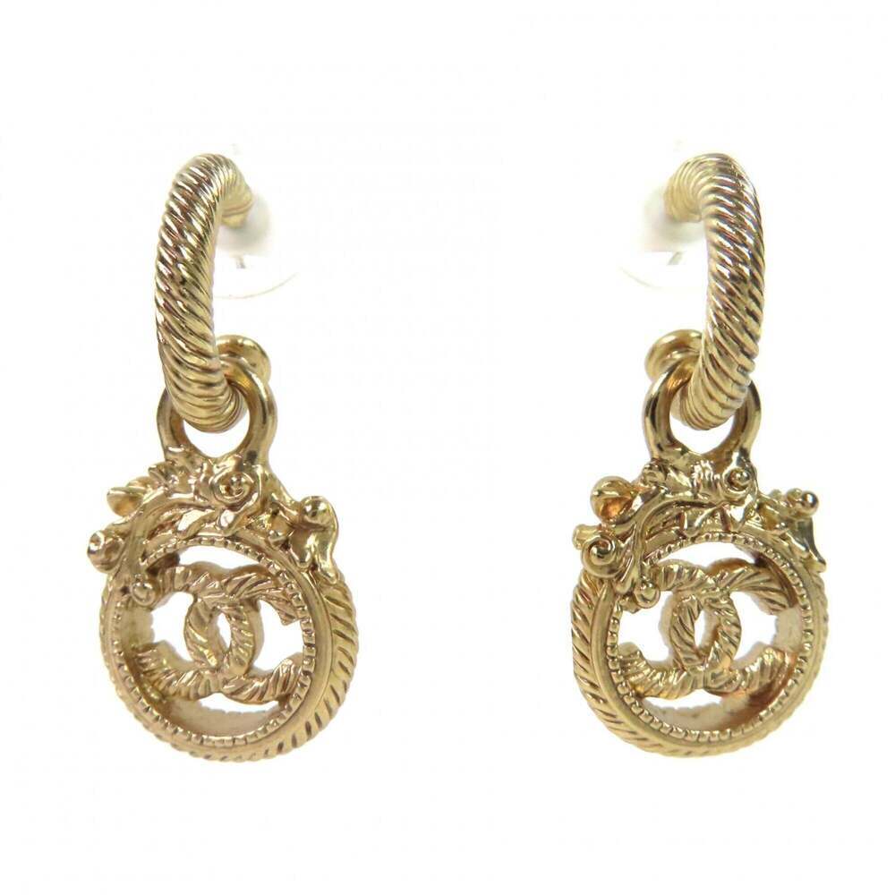 CHANEL Vintage Gold Logo Earrings